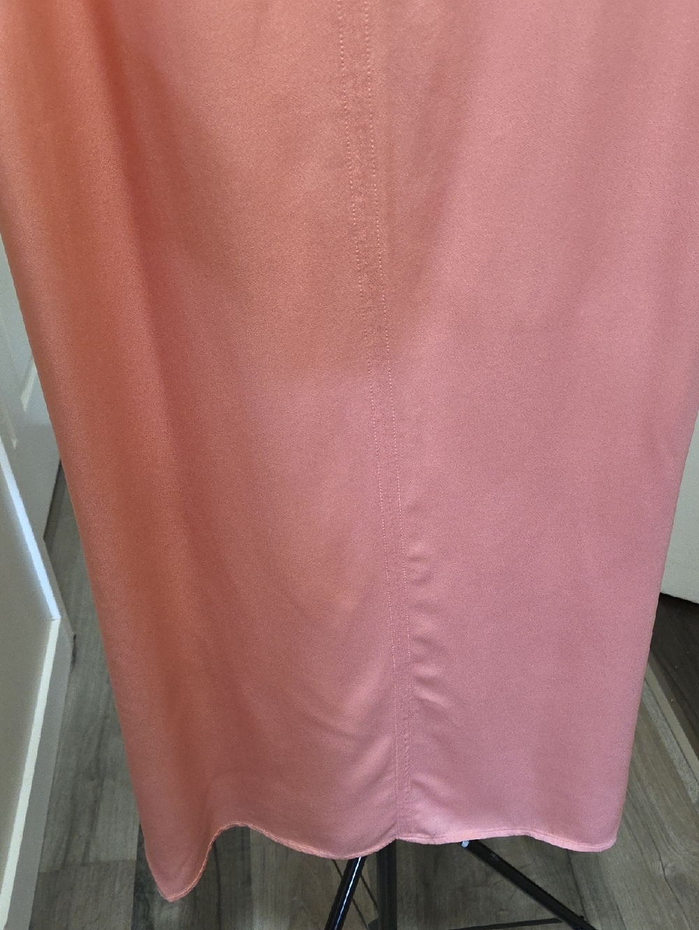 NWT OUI Blush Pink Satin Slip Dress V-Neck Side Slits Midi Minimalist Luxe $335 - Picture 5 of 12